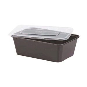 Black Microwavable Rect Cont + Lids