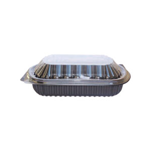 Black Microwavable Rect. Cont. + Clear Lid